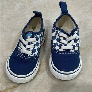 Vans Kids Blue and White Checkered Sneakers